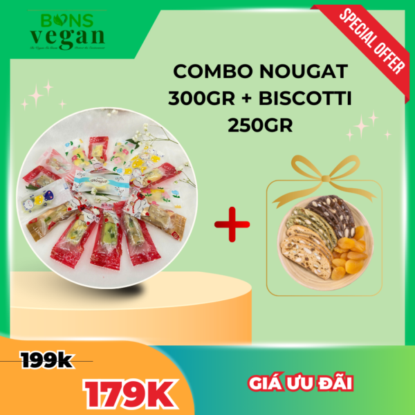 Combo kẹo nougat + bánh biscotti