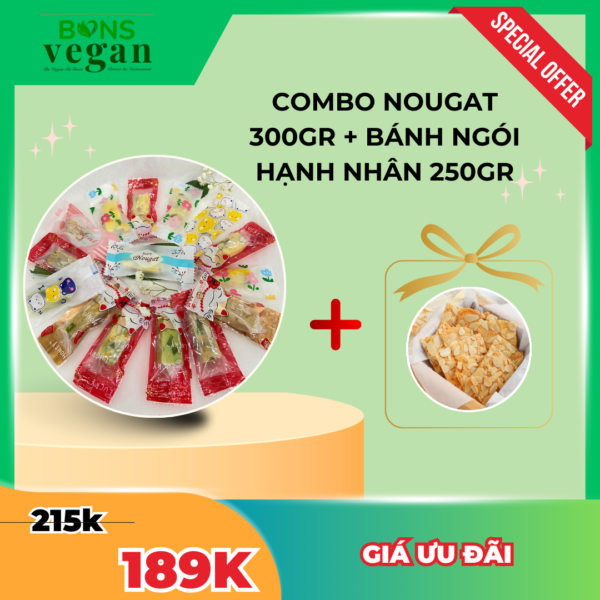 Combo kẹo nougat + bánh ngói hạnh nhân